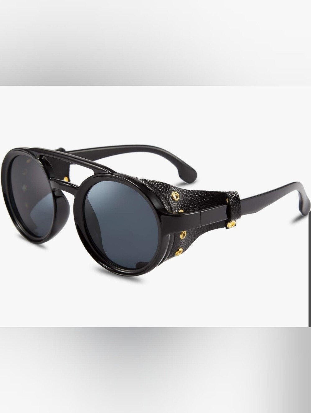 Black Round Side-Shield Steampunk Costume Sunglasses